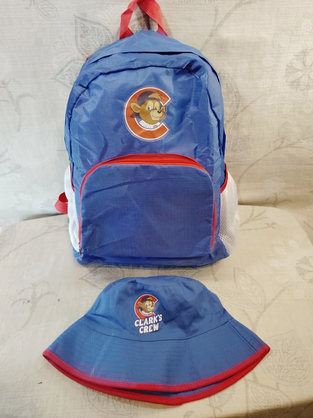 Cubs Clark's Crew Kids Blue Backpack and Matching Sun Hat Set